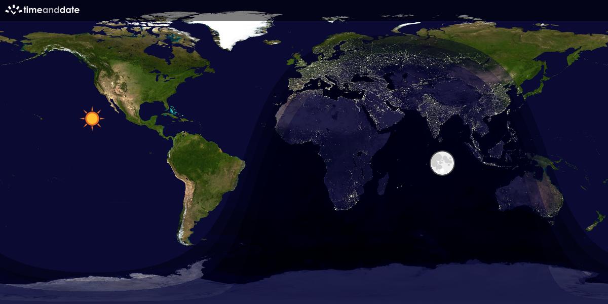 Verdenskart som viser dag og natt 