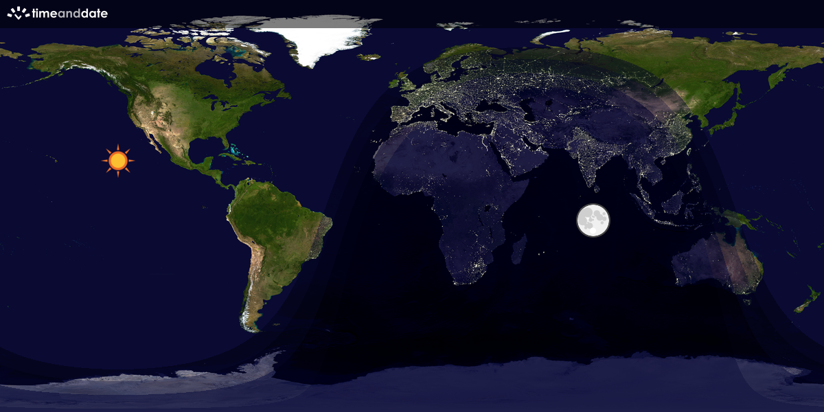 Verdenskart som viser dag og natt 
