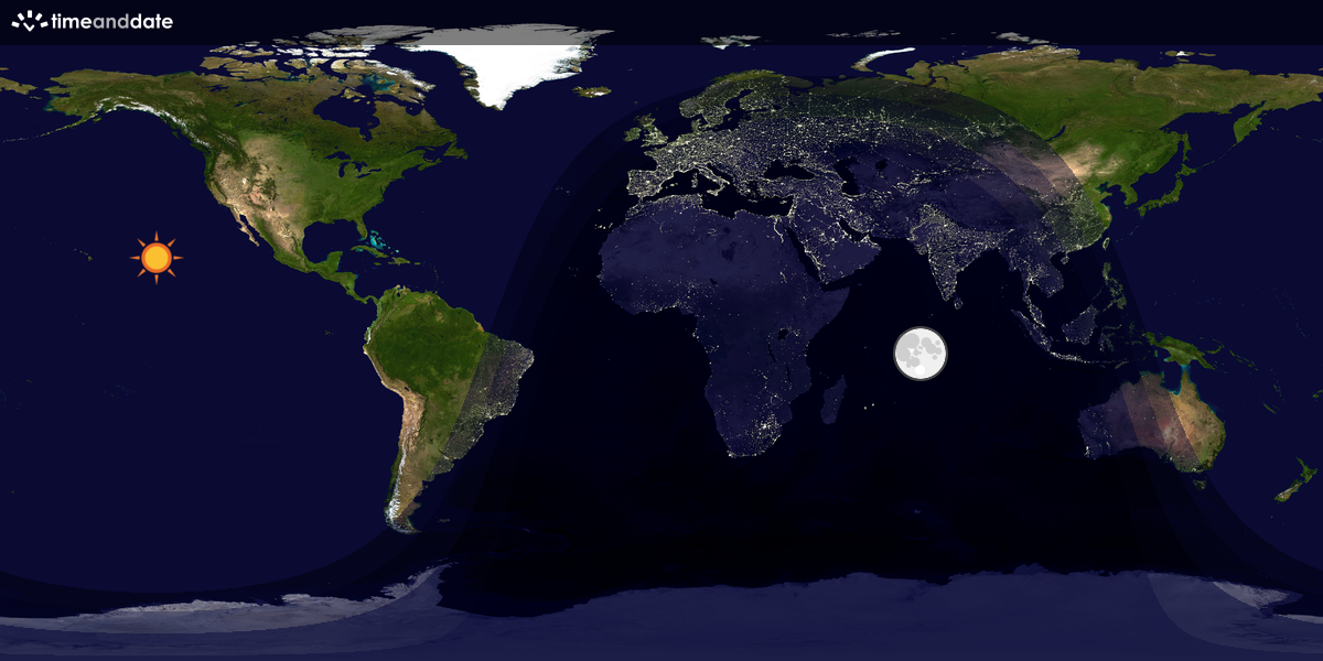 Verdenskart som viser dag og natt 
