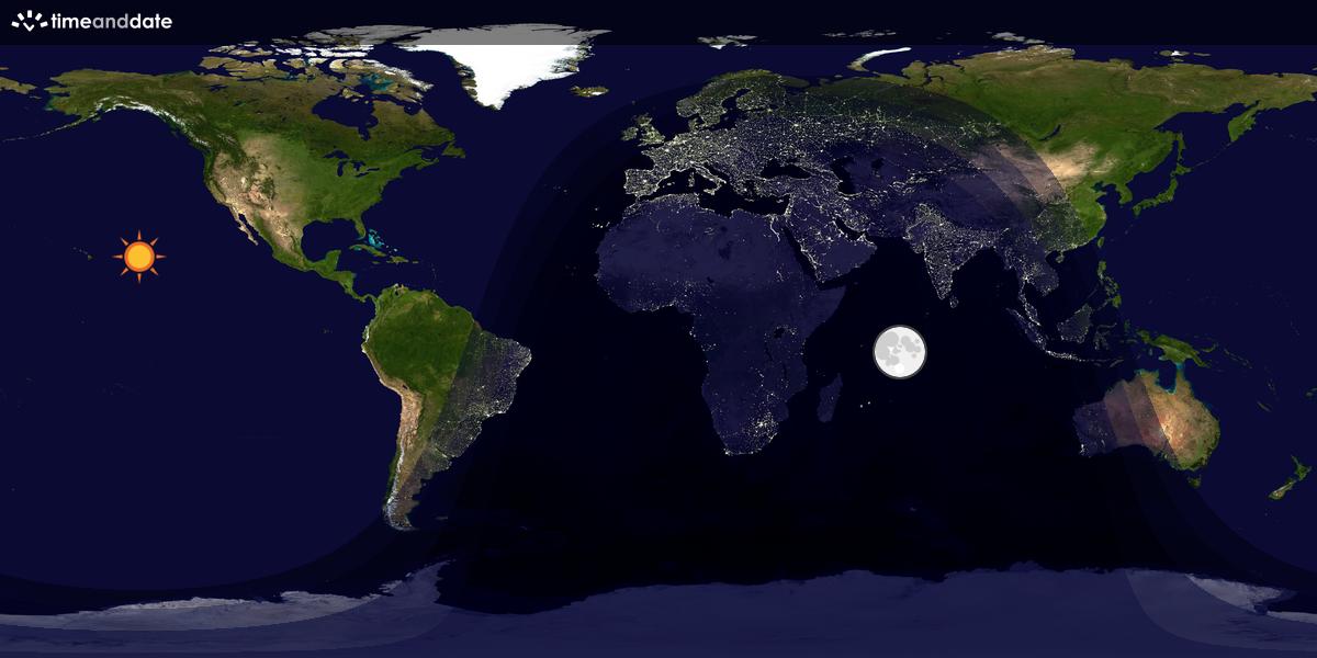 Verdenskart som viser dag og natt 