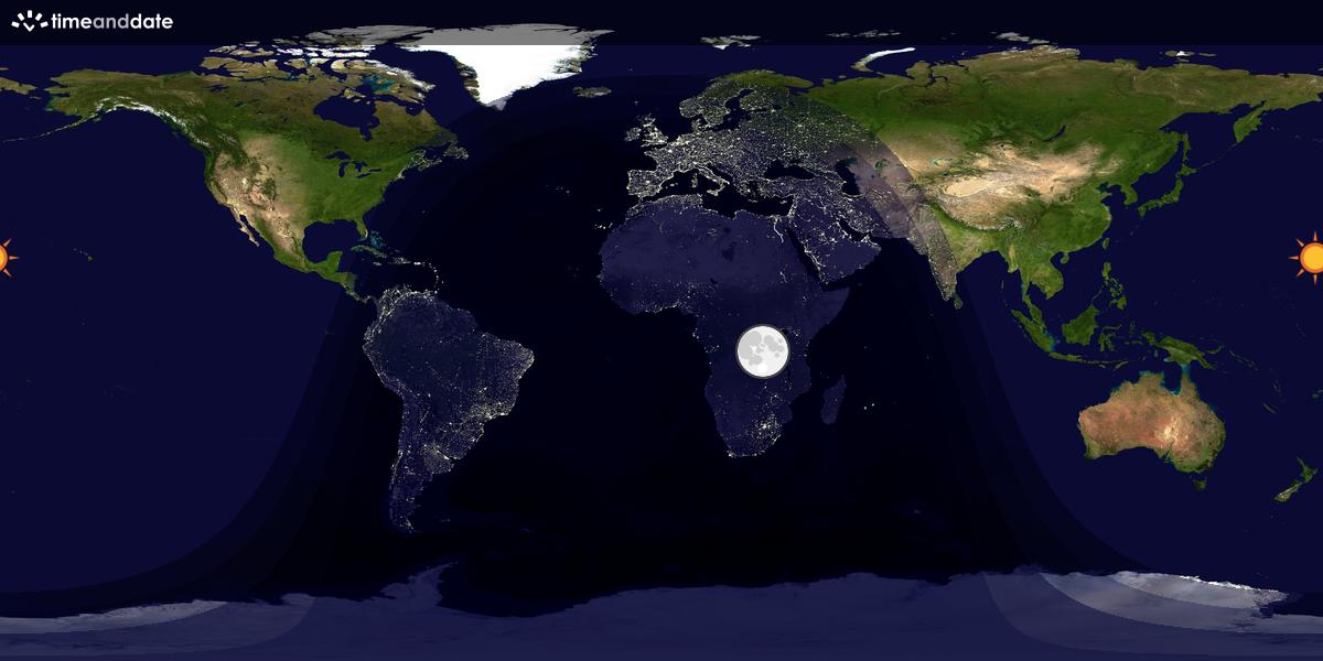 Verdenskart som viser dag og natt 