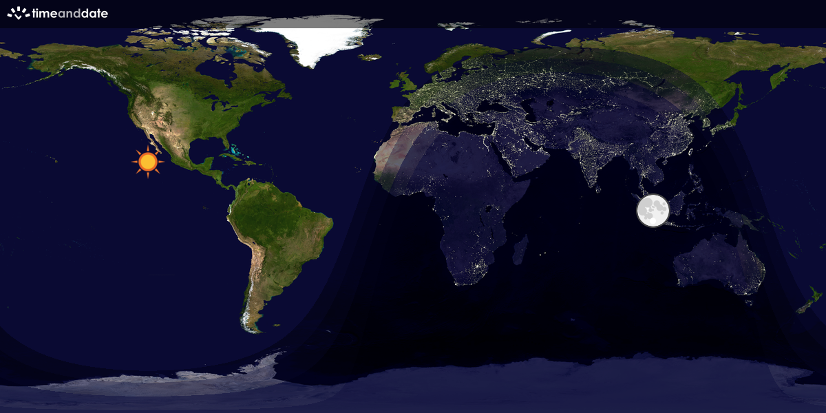 Verdenskart som viser dag og natt 