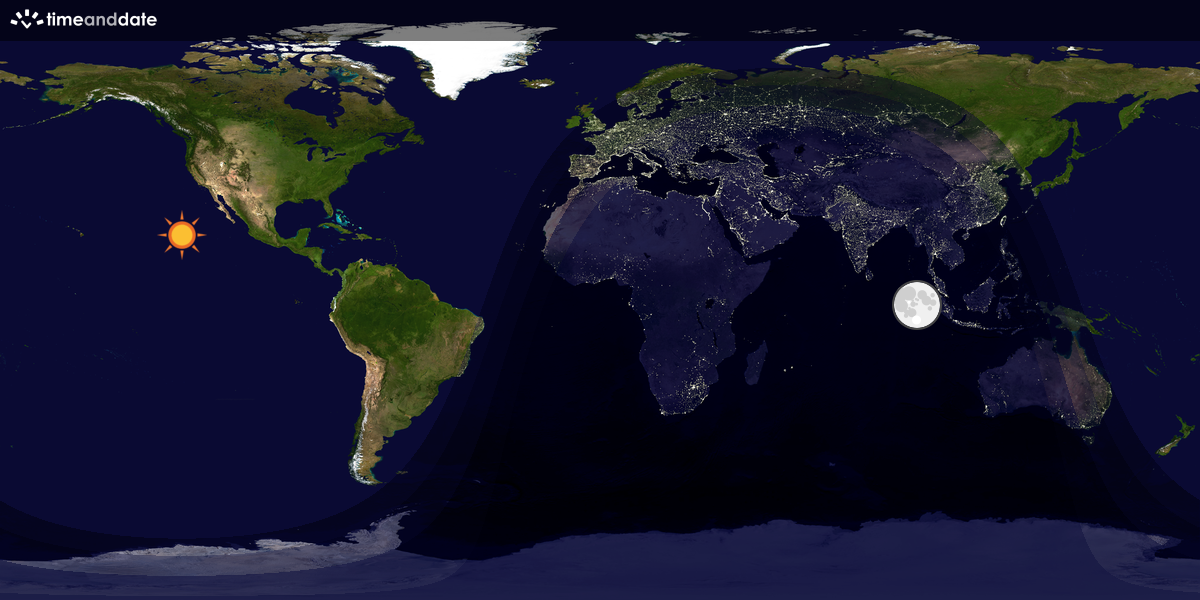 Verdenskart som viser dag og natt 