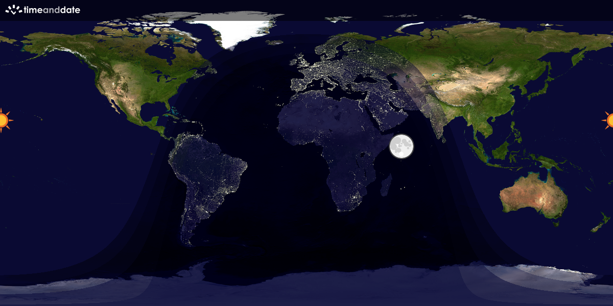 Verdenskart som viser dag og natt 