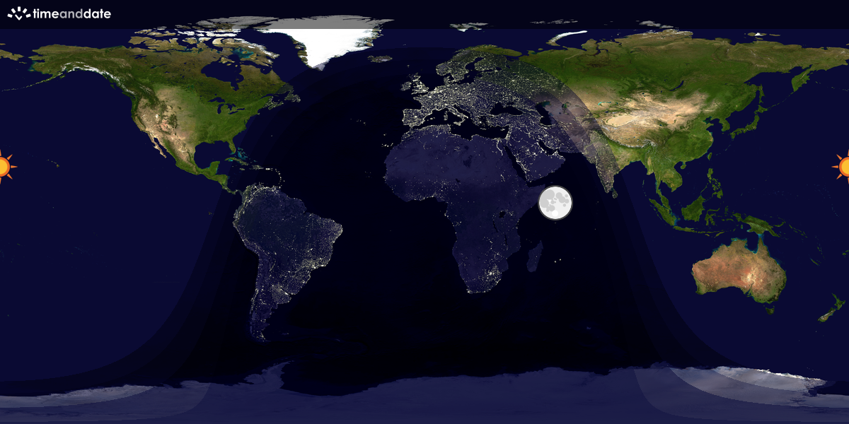 Verdenskart som viser dag og natt 