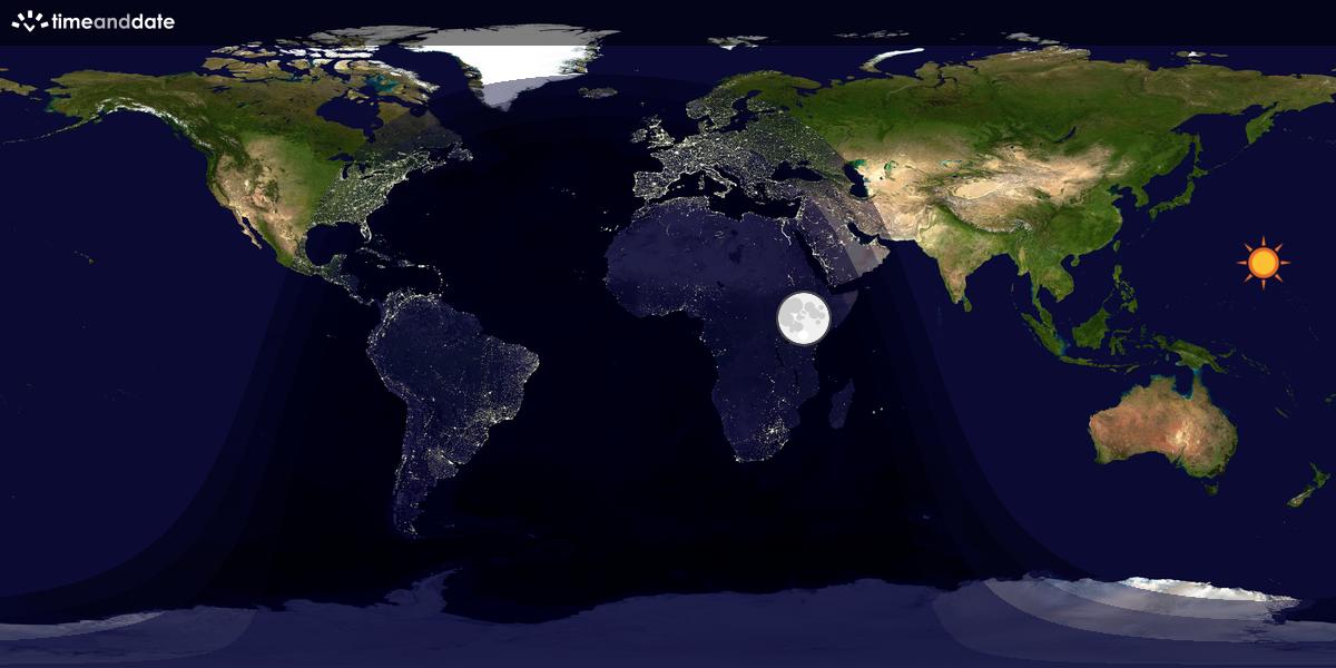 Verdenskart som viser dag og natt 