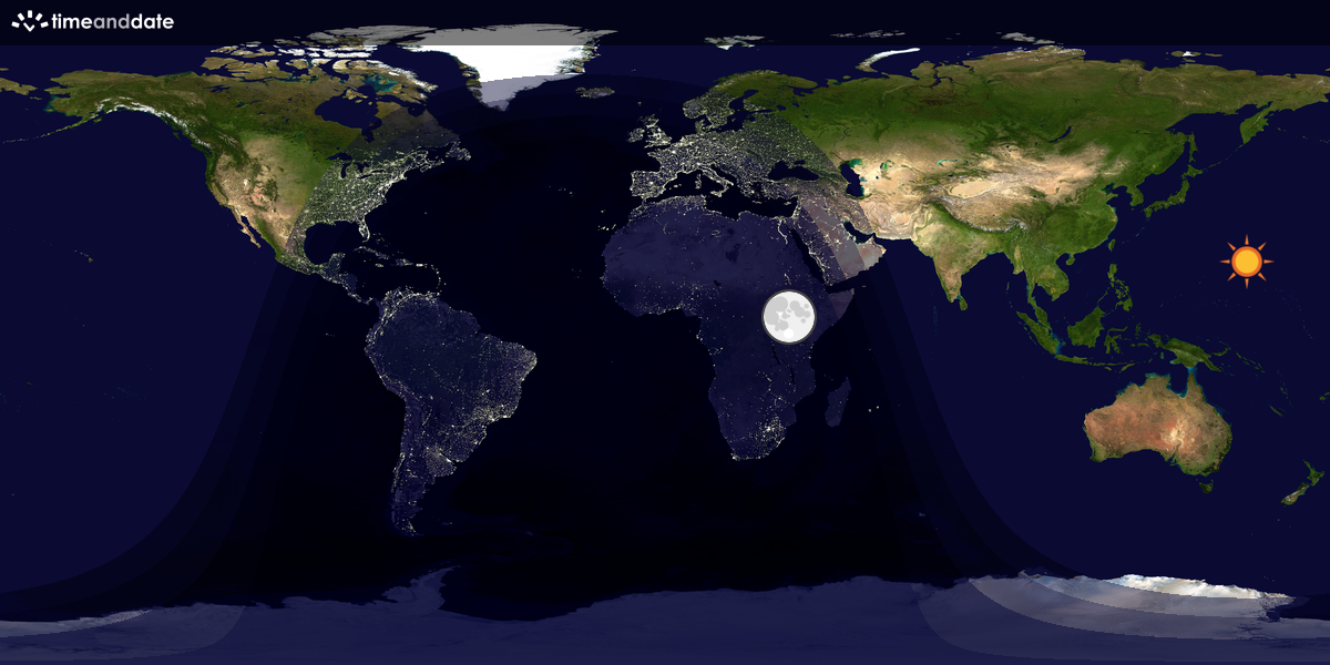 Verdenskart som viser dag og natt 