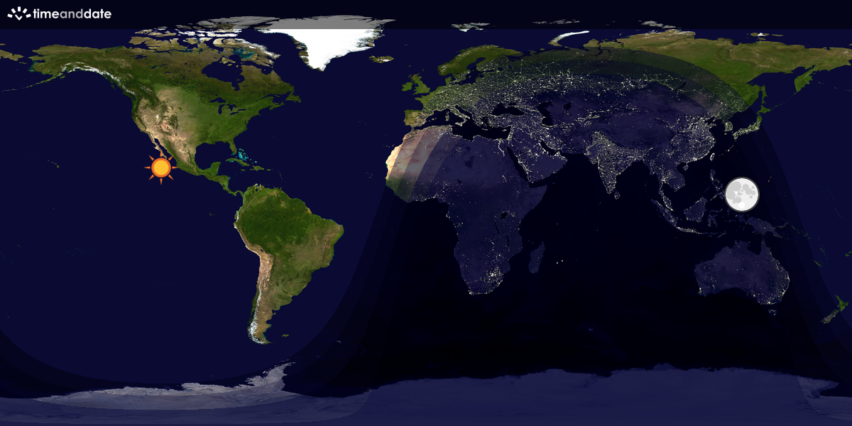 Verdenskart som viser dag og natt 