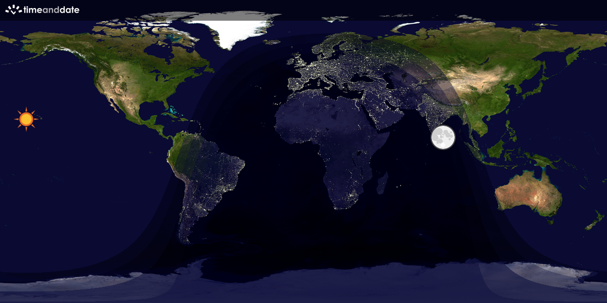 Verdenskart som viser dag og natt 