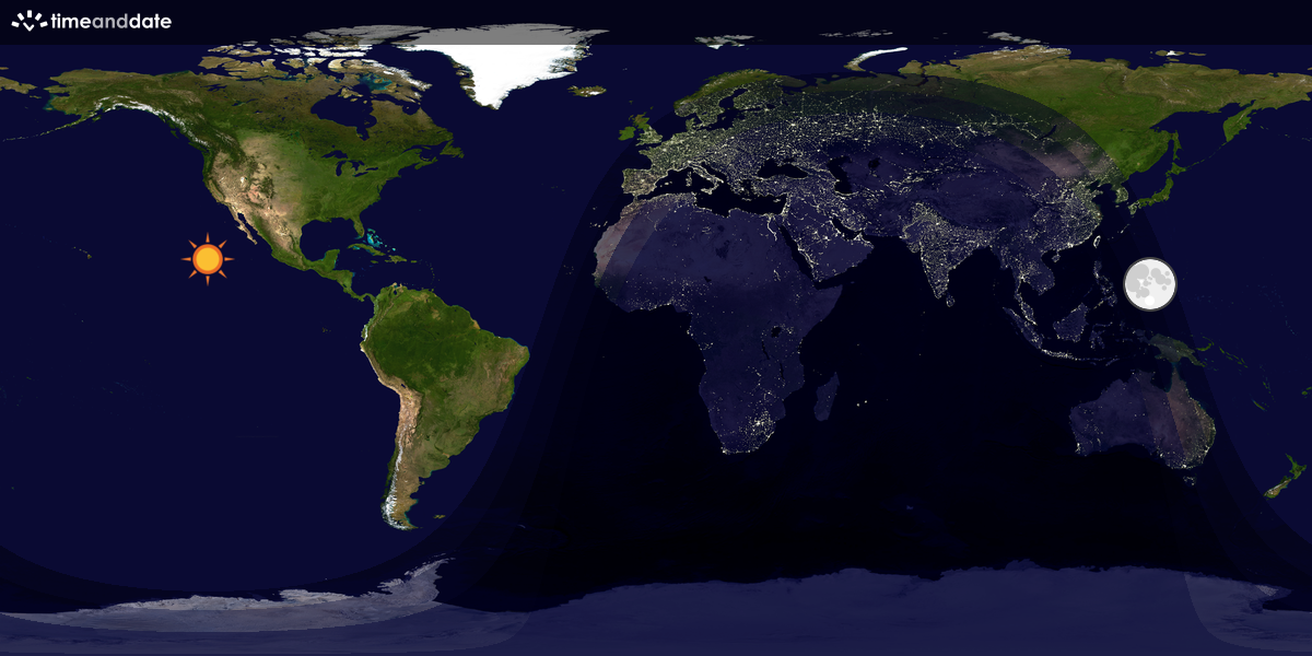 Verdenskart som viser dag og natt 