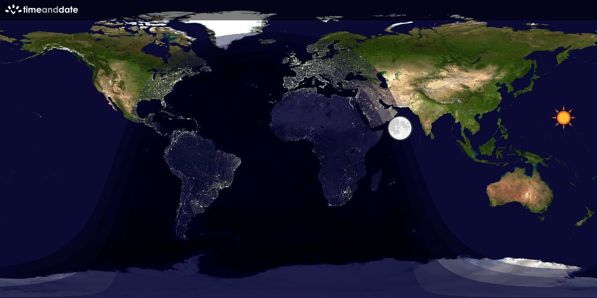 Verdenskart som viser dag og natt 