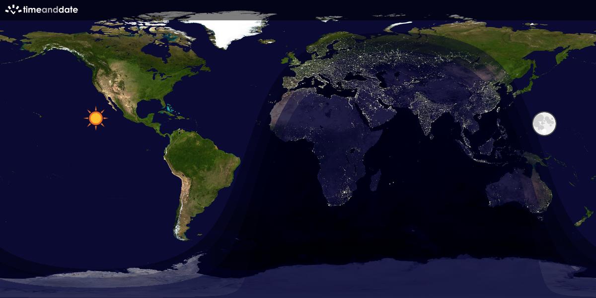 Verdenskart som viser dag og natt 