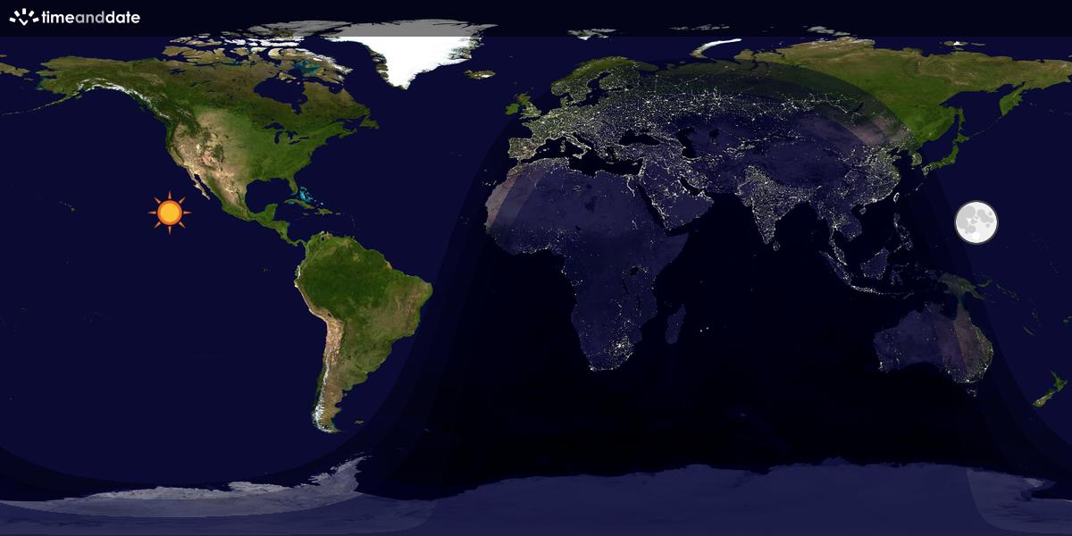 Verdenskart som viser dag og natt 