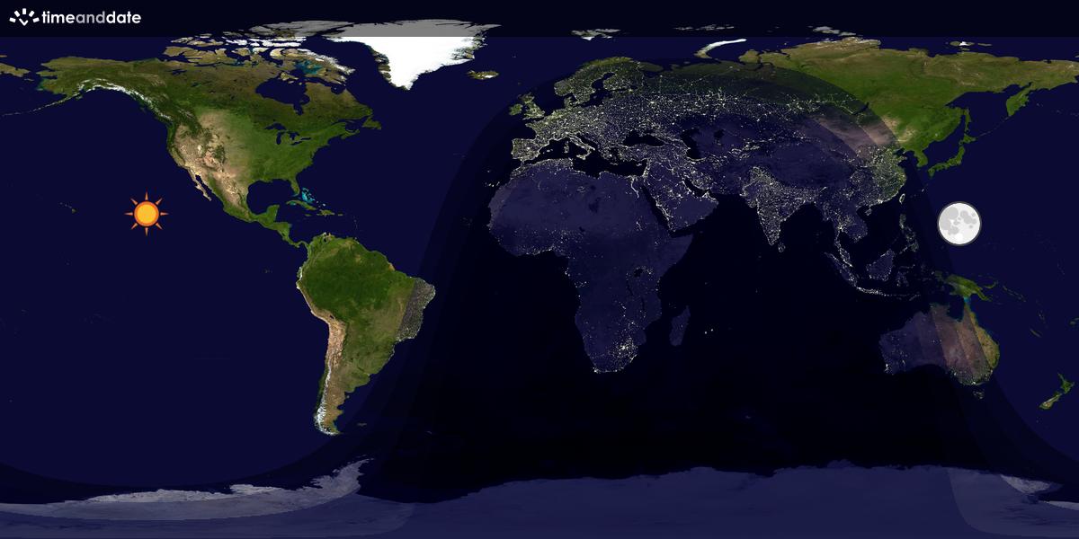 Verdenskart som viser dag og natt 