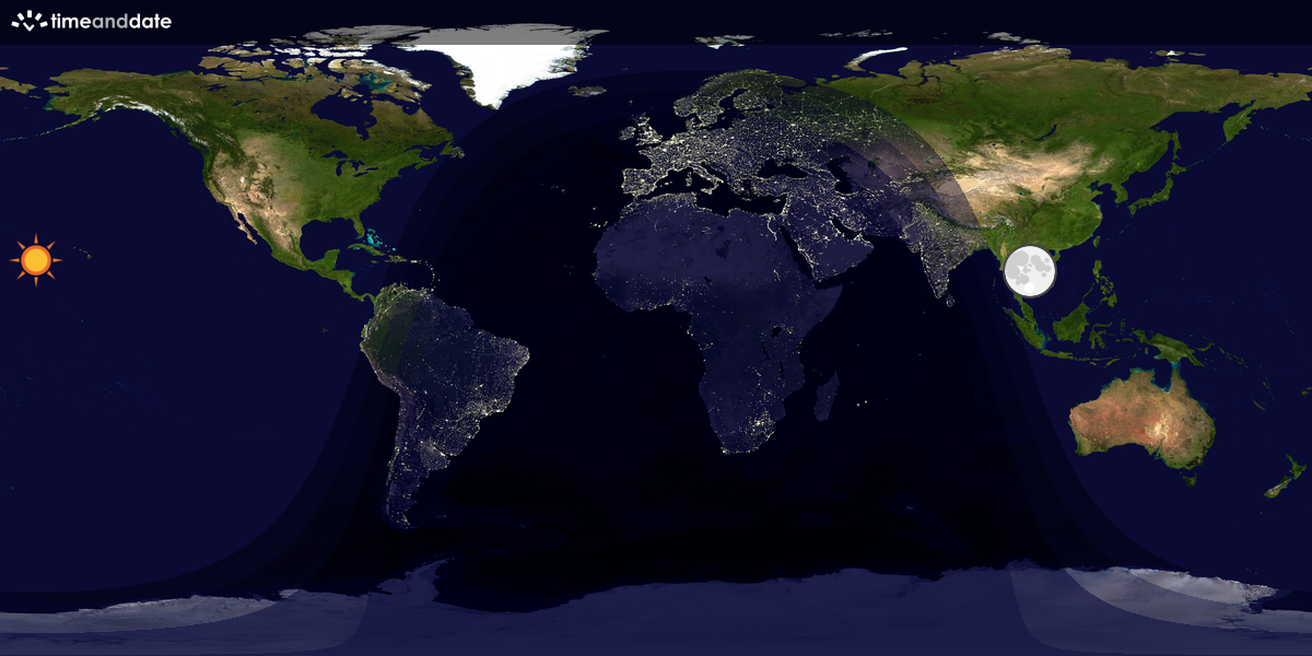 Verdenskart som viser dag og natt 
