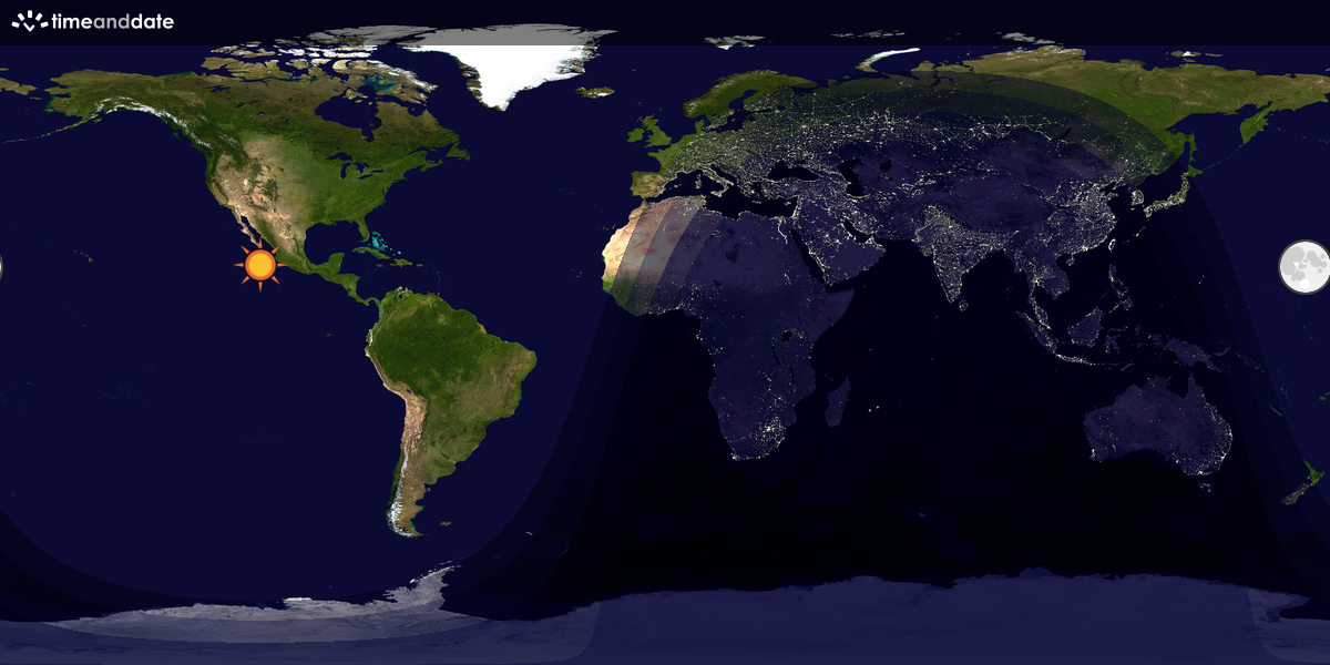 Verdenskart som viser dag og natt 
