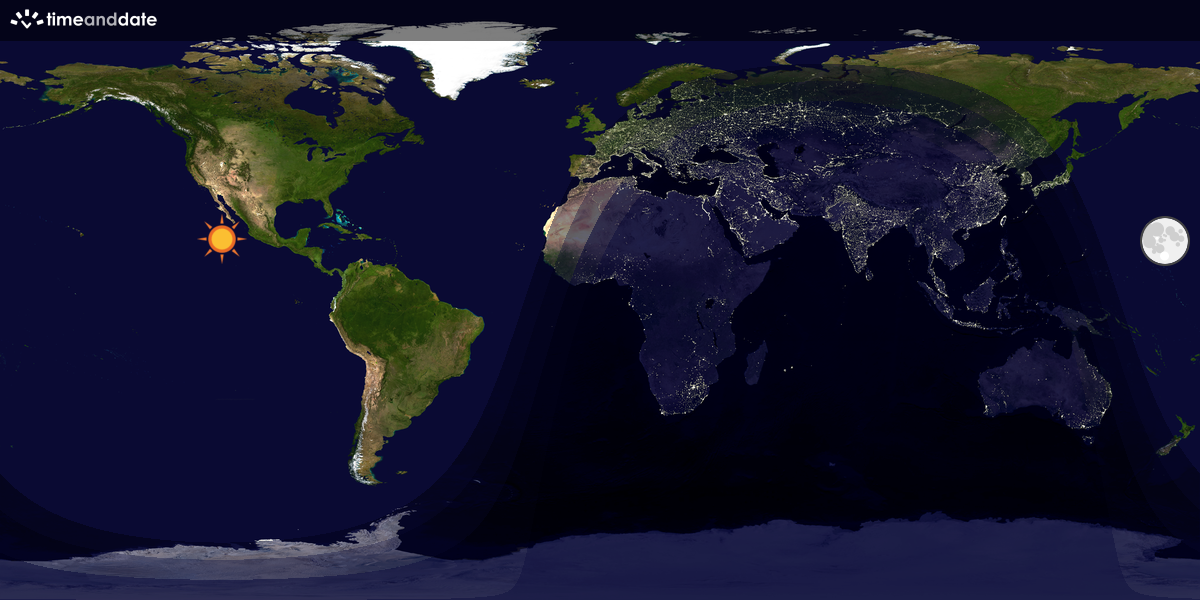 Verdenskart som viser dag og natt 