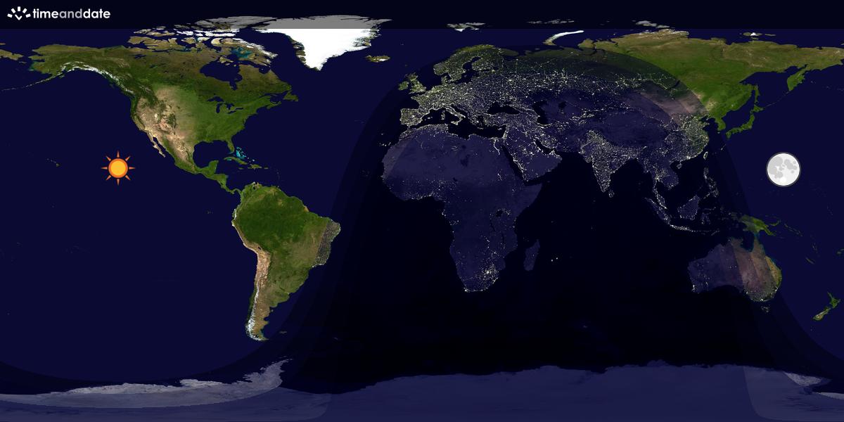 Verdenskart som viser dag og natt 