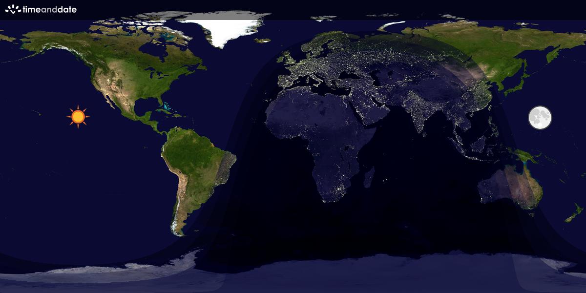 Verdenskart som viser dag og natt 