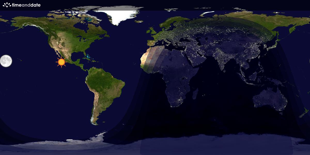 Verdenskart som viser dag og natt 