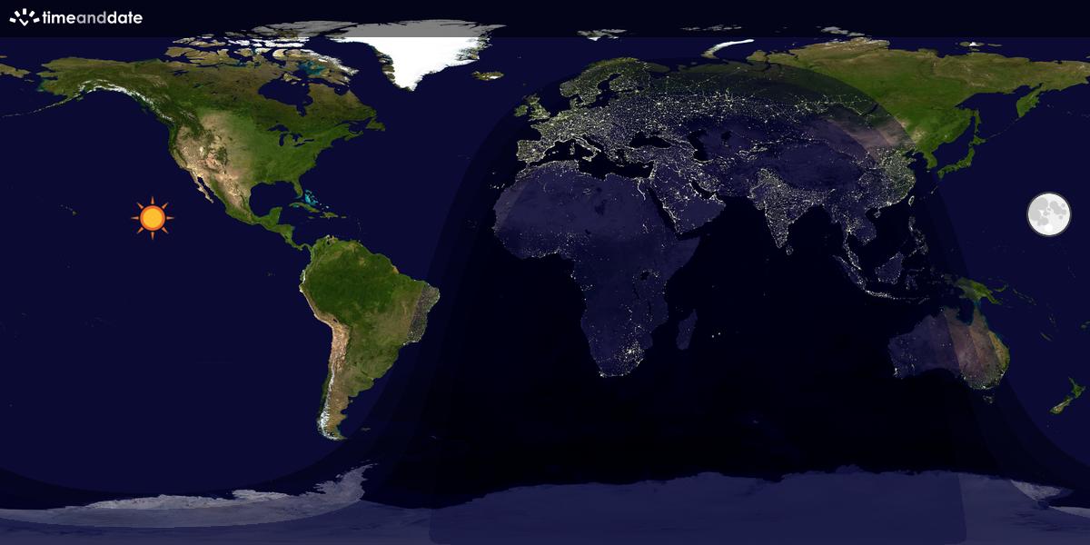 Verdenskart som viser dag og natt 