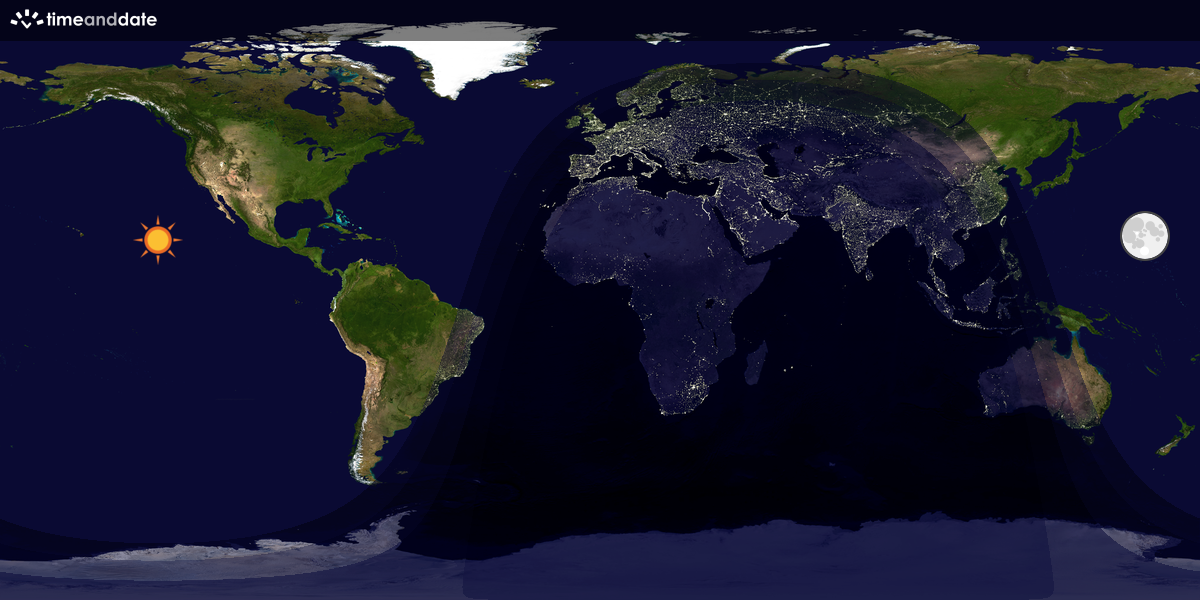 Verdenskart som viser dag og natt 