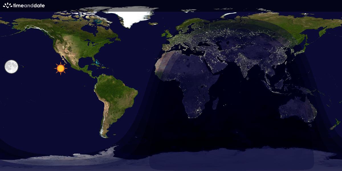 Verdenskart som viser dag og natt 
