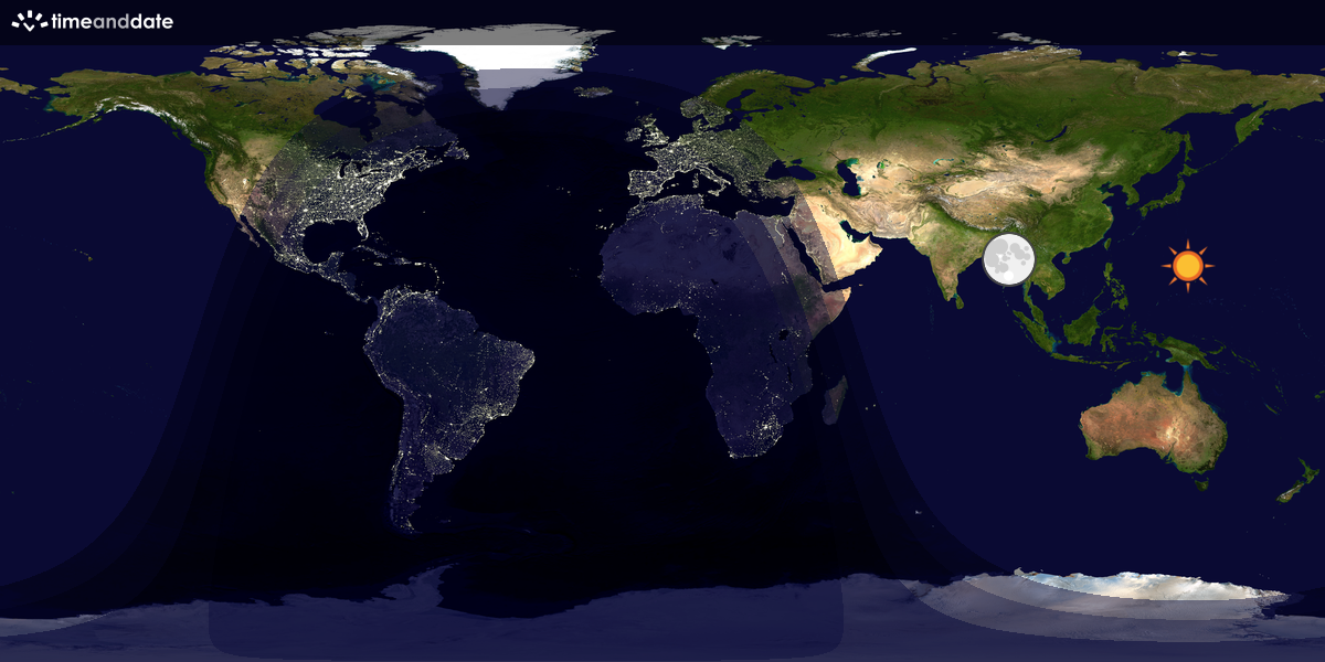 Verdenskart som viser dag og natt 