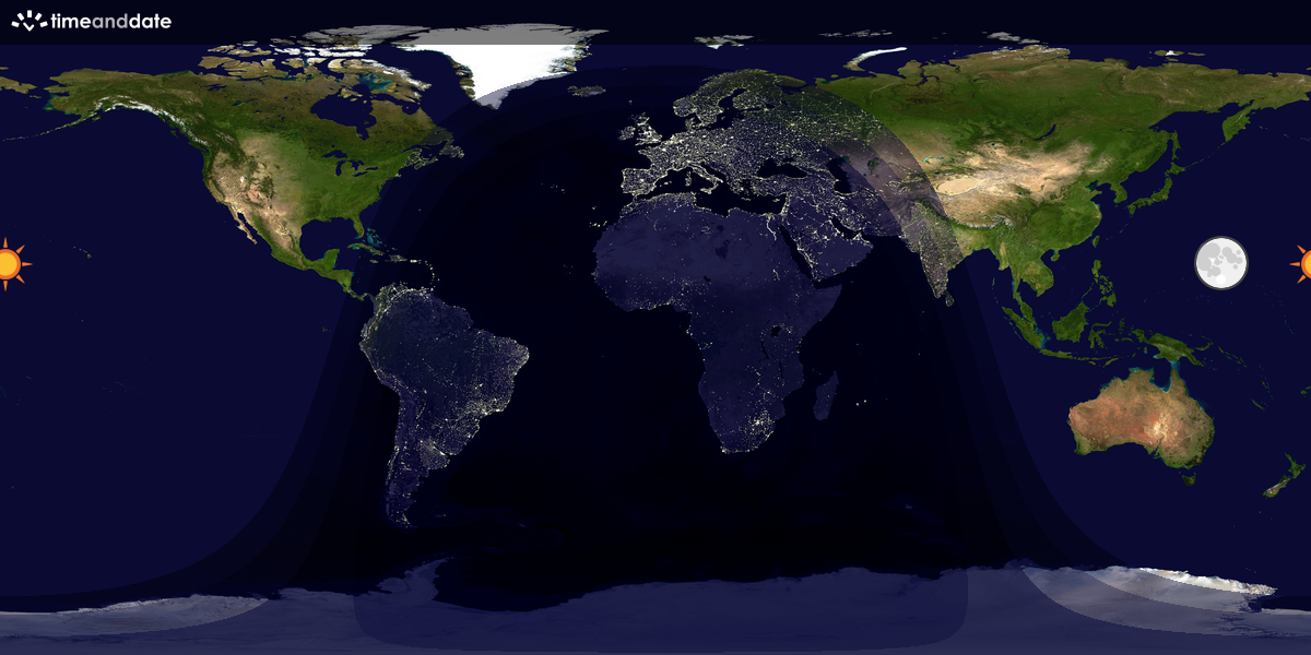 Verdenskart som viser dag og natt 