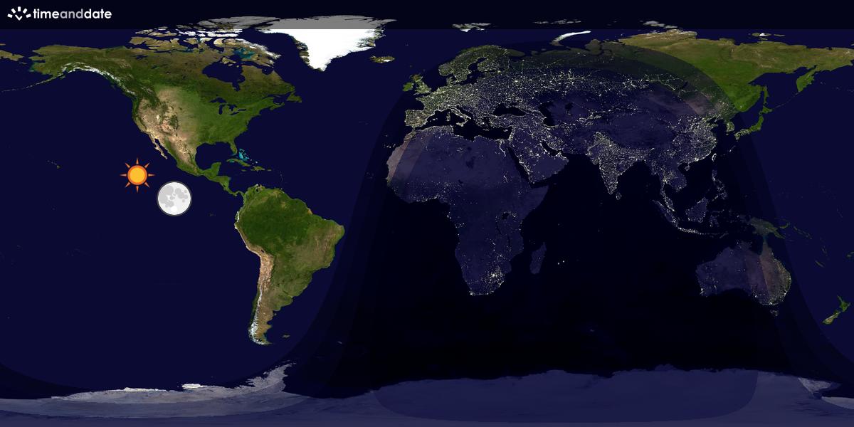 Verdenskart som viser dag og natt 