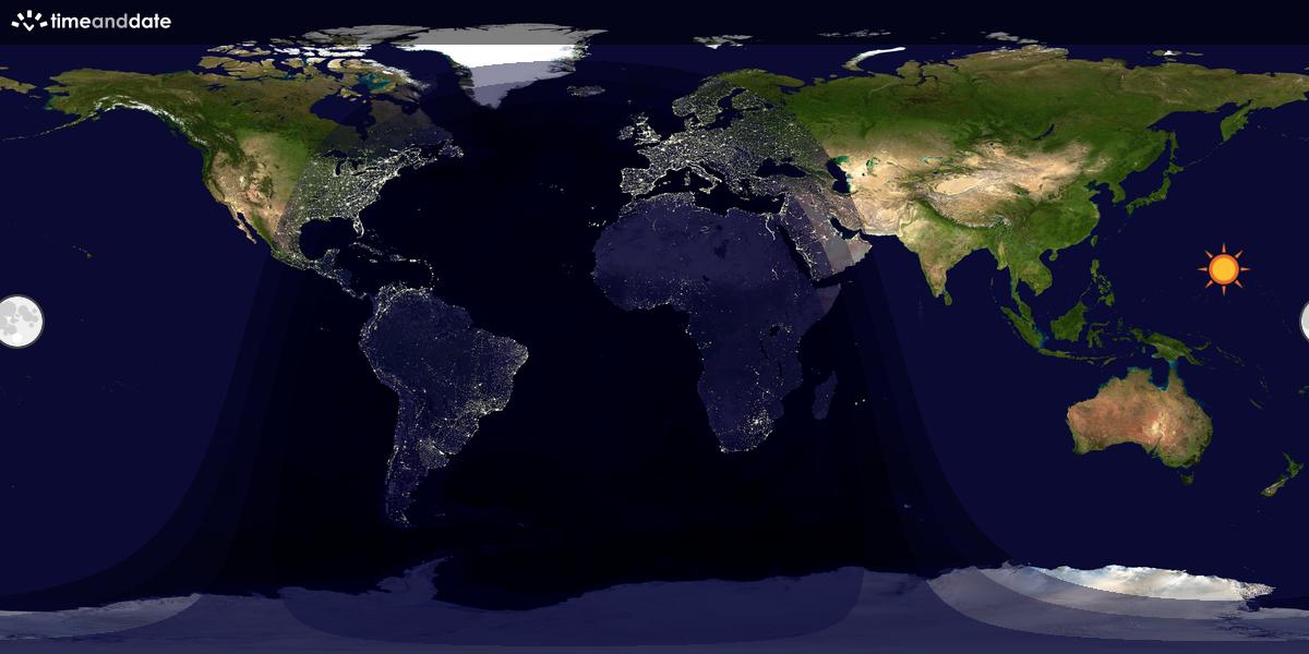 Verdenskart som viser dag og natt 