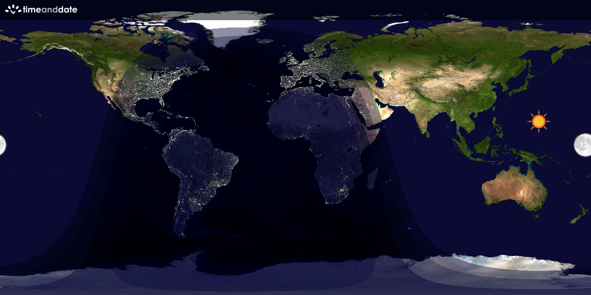 Verdenskart som viser dag og natt 