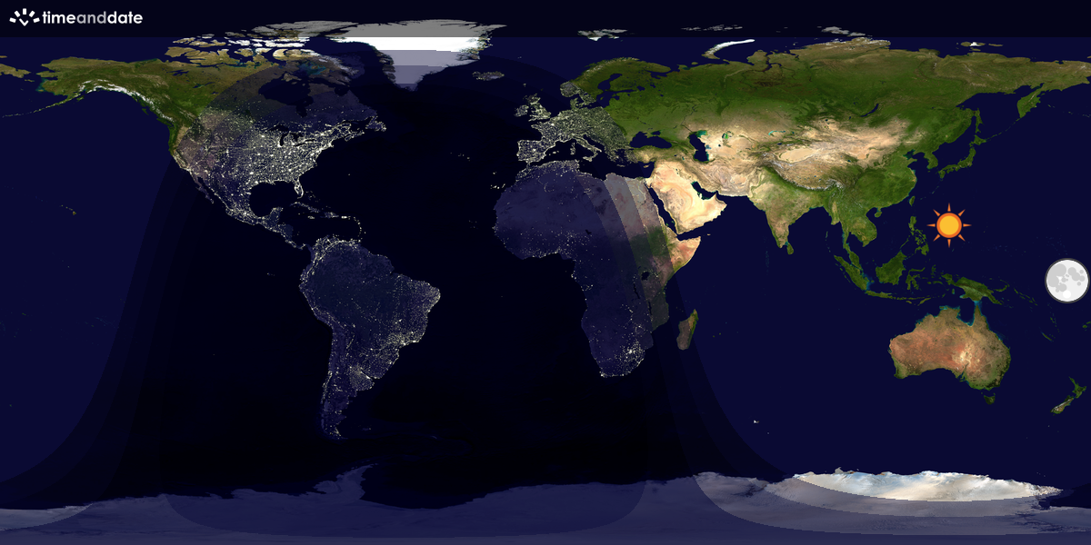Verdenskart som viser dag og natt 