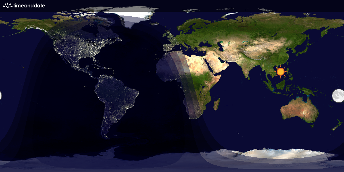 Verdenskart som viser dag og natt 