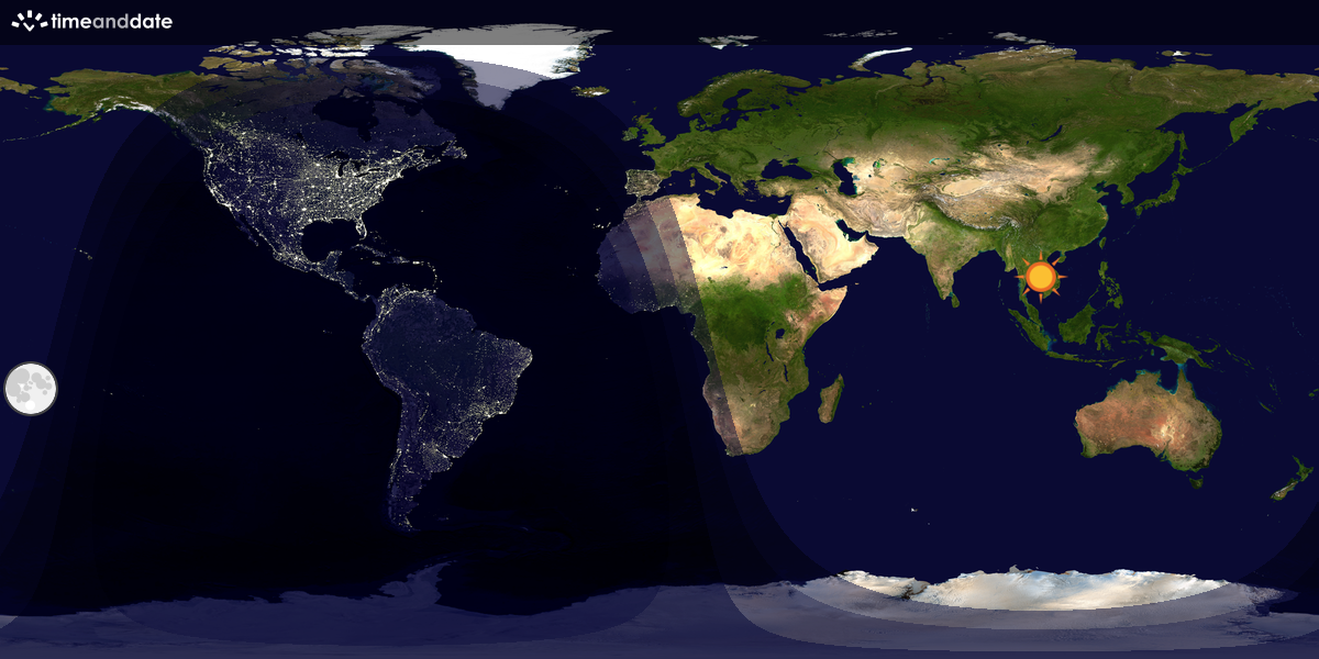 Verdenskart som viser dag og natt 