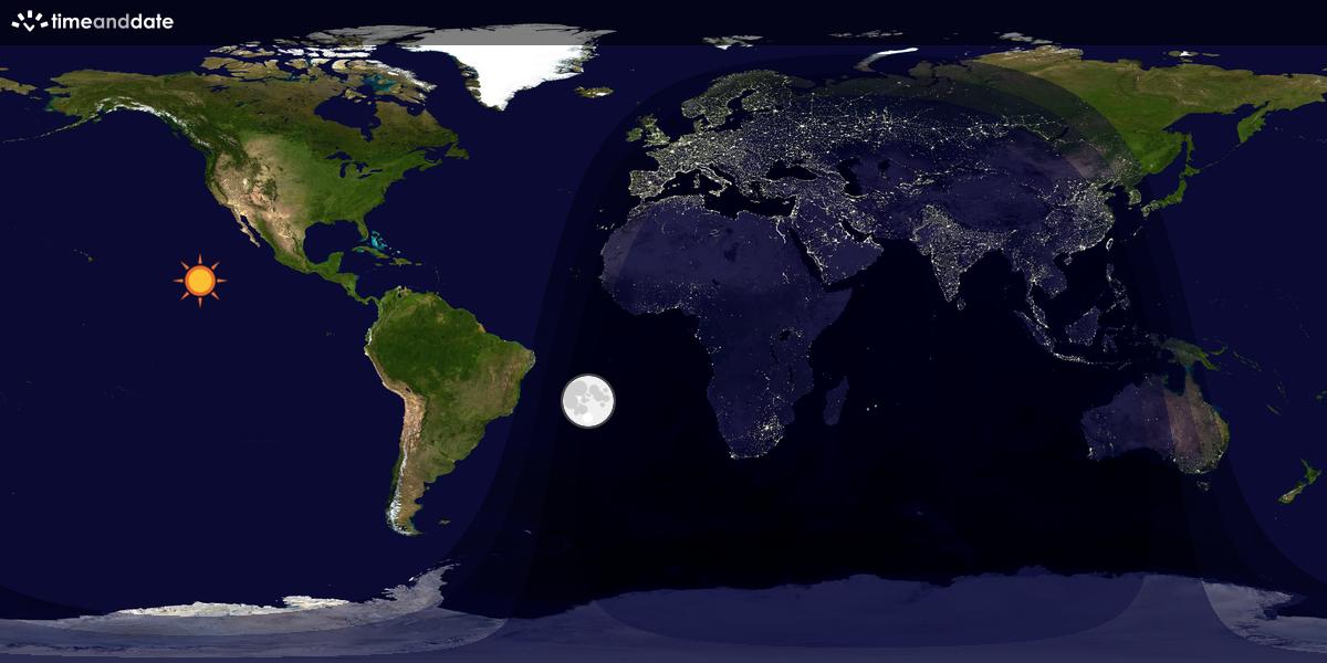 Verdenskart som viser dag og natt 