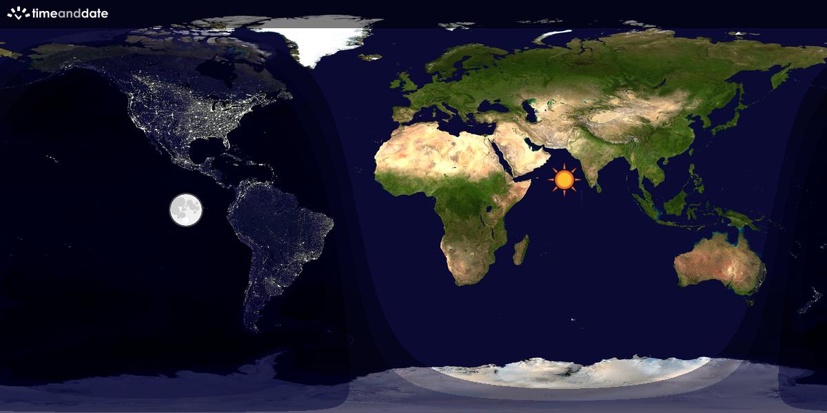 Verdenskart som viser dag og natt 