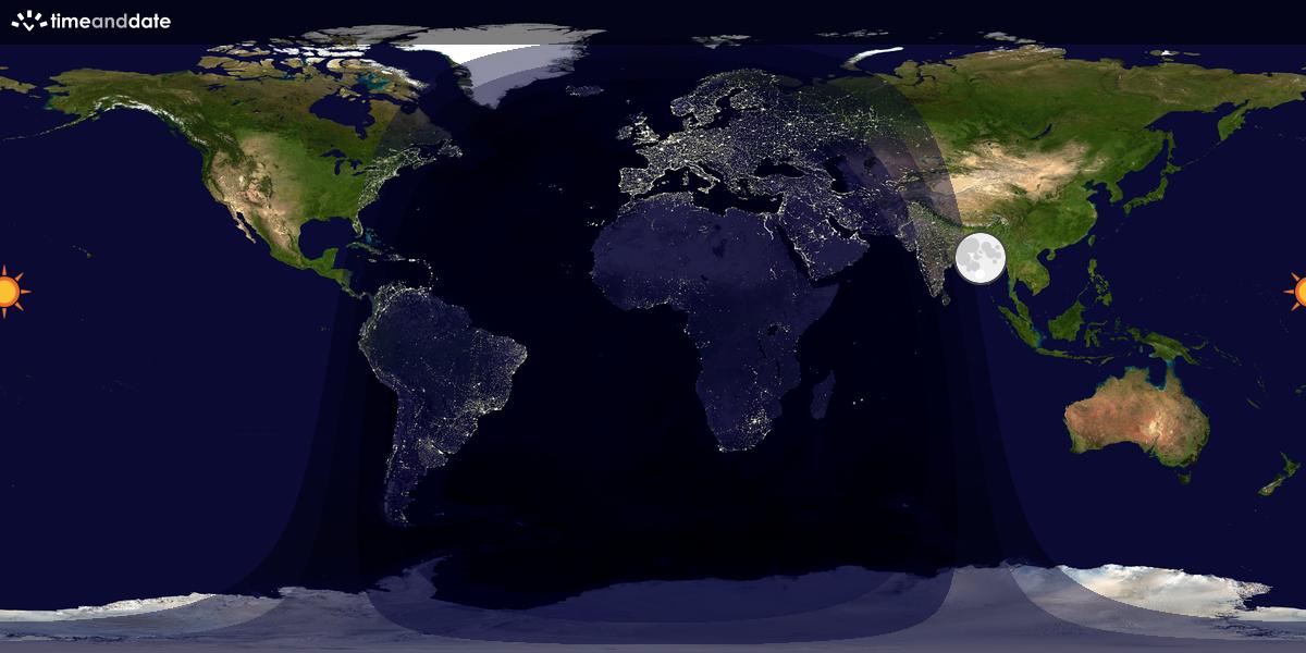 Verdenskart som viser dag og natt 