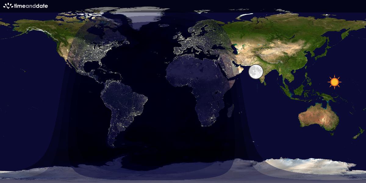 Verdenskart som viser dag og natt 