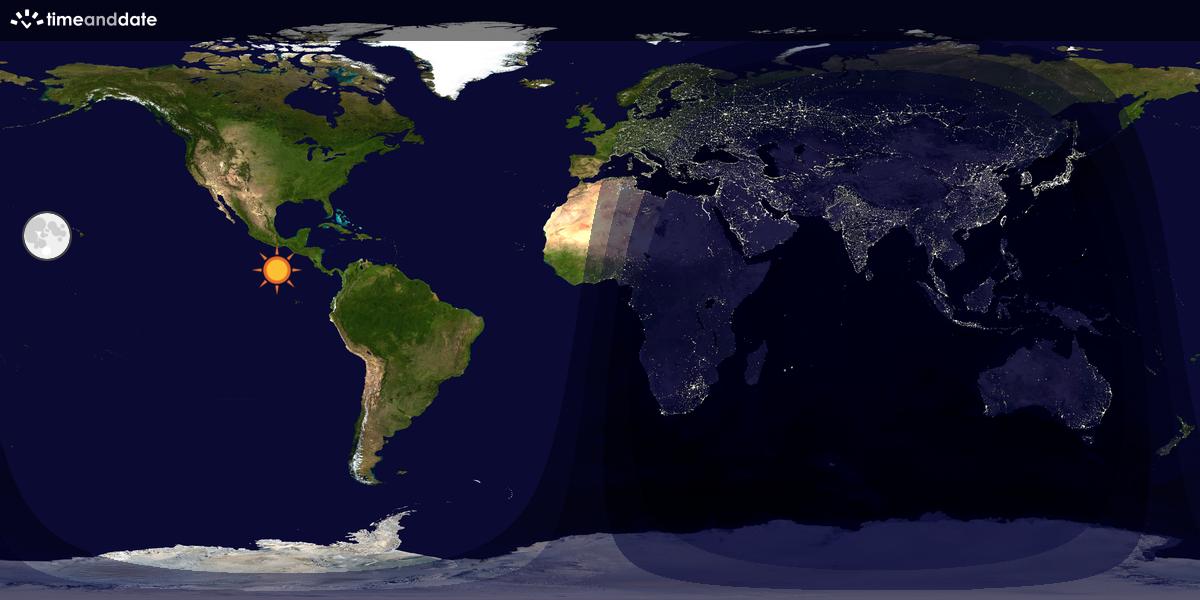 Verdenskart som viser dag og natt 