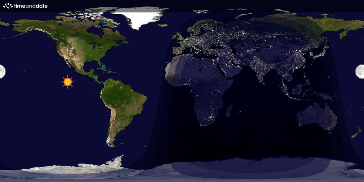 Verdenskart som viser dag og natt 