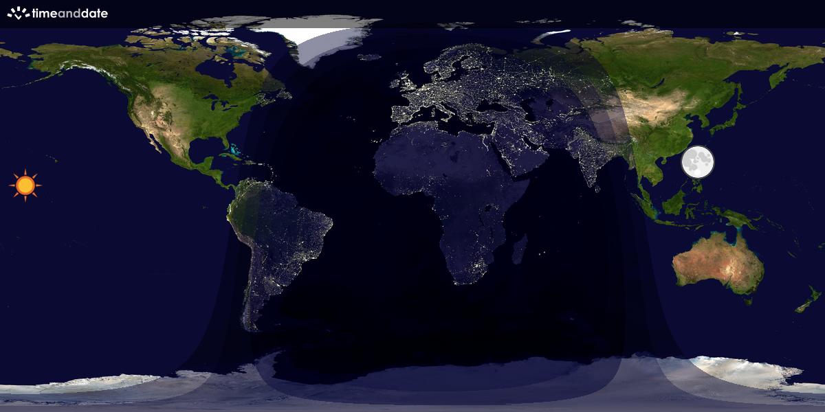 Verdenskart som viser dag og natt 