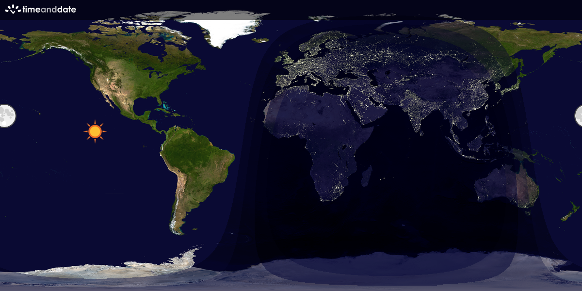 Verdenskart som viser dag og natt 