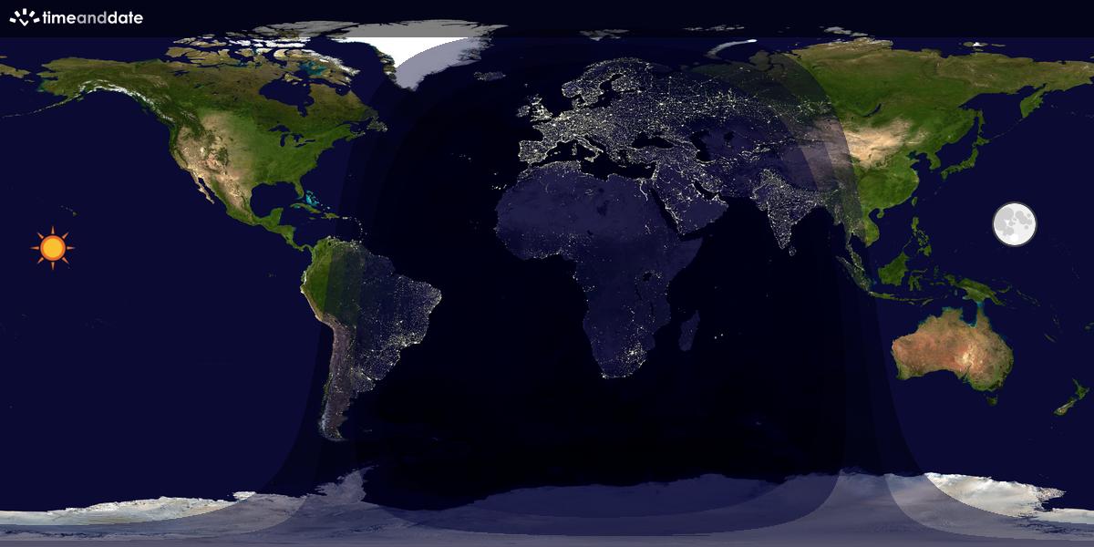 Verdenskart som viser dag og natt 