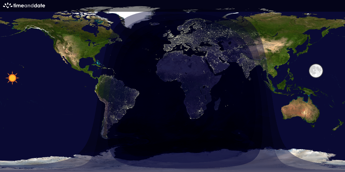 Verdenskart som viser dag og natt 