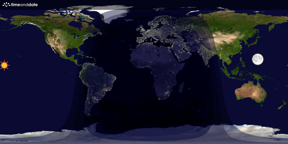 Verdenskart som viser dag og natt 