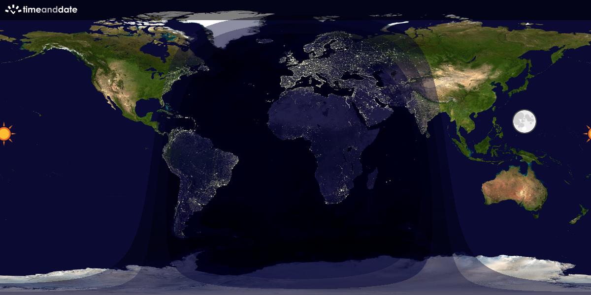 Verdenskart som viser dag og natt 