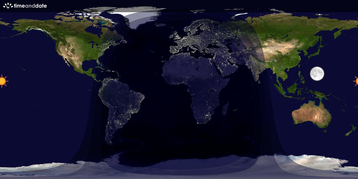 Verdenskart som viser dag og natt 