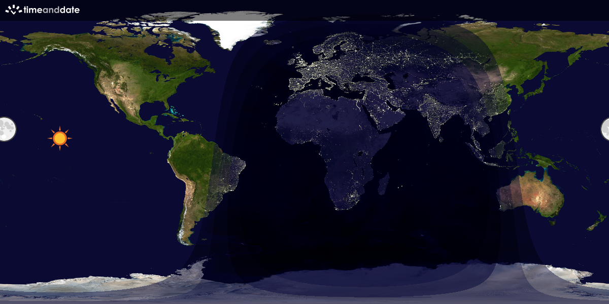 Verdenskart som viser dag og natt 