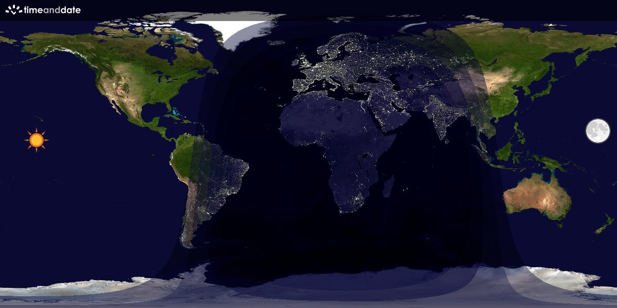 Verdenskart som viser dag og natt 